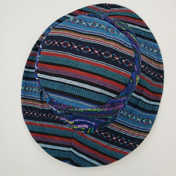 Boho Hippie Bucket Hat Cotton Blue Unisex Lightweight Beach Summer Sun Hat Nepal - Picture 4 of 14